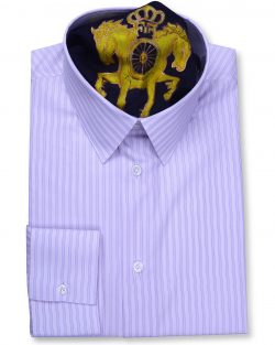 Ferruccio Milanesi master tailor made Classic Collar Tailored Fit Grey White Striped Dress Shirts, The best menswear shop in Vancouver, unique and luxury men's shirts, suits, shoes and accessories, one of a kind men's shop in Vancouver , light pink striped men's dress shirt