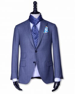 Ferruccio Milanesi Men's silk scarf, blue medallion pattern, printed luxury silk